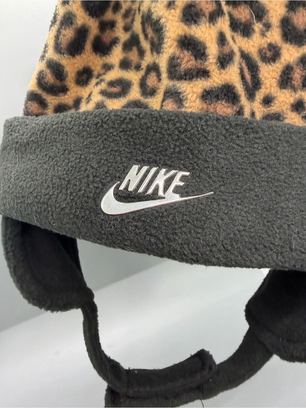 Nike Kids Leopard-Print Fleece Hat and Mittens - Black/Brown